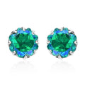 Peacock Quartz (Triplet) Solitaire Stud Earrings in Platinum Over Sterling Silver 7.50 ctw - Sticky add to cart bar