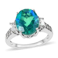 Peacock Quartz (Triplet) and White Zircon Ring in Platinum Over Sterling Silver 6.00 ctw - Sticky add to cart bar