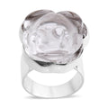 Sajen Silver Crystal Carved Frog Ring in Sterling Silver (Size 10.0) - Sticky add to cart bar