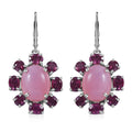 Premium Peruvian Pink Opal and Orissa Rhodolite Garnet 7.50 ctw Earrings in Platinum Over Sterling Silver - Sticky add to cart bar