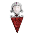 Sajen Silver Simulated Cinnabar and Multi Gemstone Floral Carved Pendant in Sterling Silver 18.35 ctw - Sticky add to cart bar