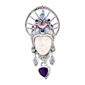 Sajen Silver Carved Bone and Multi Gemstone Pendant without Chain in Sterling Silver 7.60 ctw - Sticky add to cart bar