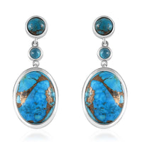 Karis Matrix Chestnut Brine Turquoise and Multi Gemstone Earrings in Platinum Bond 24.80 ctw