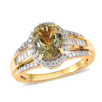 Premium Yellow Triphane and Moissanite Ring in Vermeil Yellow Gold Over Sterling Silver (Size 10.0) 3.10 ctw