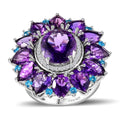 Premium Mashamba Amethyst, Multi Gemstone Floral Ring in Platinum Over Sterling Silver (Size 6.0) 14.85 ctw - Sticky add to cart bar