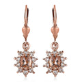 Premium Marropino Morganite and White Zircon Sunburst Lever Back Earrings in Vermeil Rose Gold Over Sterling Silver 1.80 ctw - Sticky add to cart bar