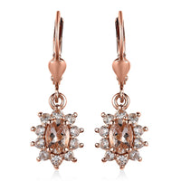 Premium Marropino Morganite and White Zircon Sunburst Lever Back Earrings in Vermeil Rose Gold Over Sterling Silver 1.80 ctw