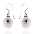 Sajen Silver Mother Of Pearl Carved Flower and Mozambique Garnet Earrings in Sterling Silver 0.50 ctw - Sticky add to cart bar