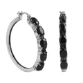 Midnight Sapphire and Multi-Tourmaline Hoop Earrings in Stainless Steel 11.35 ctw - Sticky add to cart bar
