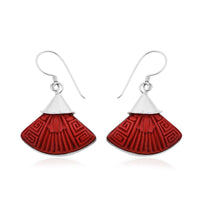 Sajen Silver Simulated Cinnabar Carved Dangle Earrings in Sterling Silver 21.20 ctw
