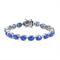 Tanzanian Blue Spinel (DF) Tennis Bracelet in Platinum Over Sterling Silver (8.00 In) 18.75 ctw
