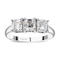 Asscher Cut Moissanite 3 Stone Ring in Platinum Over Sterling Silver (Size 10.0) 2.00 ctw - Sticky add to cart bar