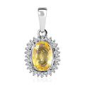 Doorbuster Luxoro 10K White Gold Premium Natural Ceylon Yellow Sapphire and G-H I2 Diamond Sunburst Pendant 1.25 ctw - Sticky add to cart bar