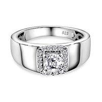 Moissanite 0.90 ctw Ring in Platinum Over Sterling Silver (Size 11.5)