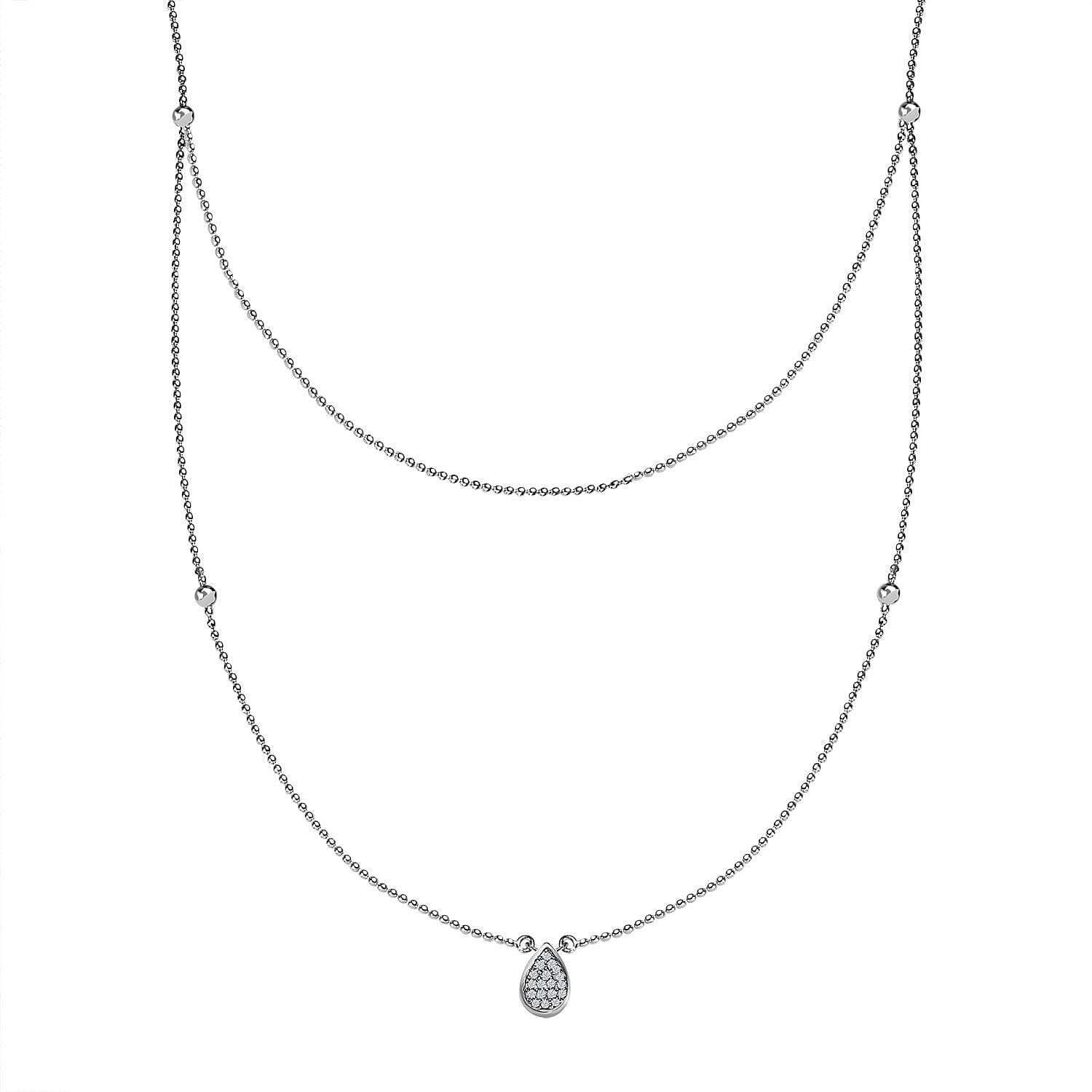 Diamond Fancy Necklace 18 Inches in Rhodium Over Sterling Silver 0.15 ctw