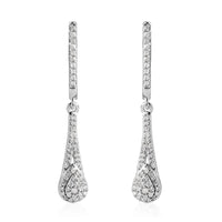 Diamond Dangle Earrings in Rhodium Over Sterling Silver 0.50 ctw