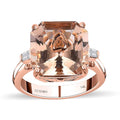 Luxoro 14K Rose Gold Asscher Cut AAA Marropino Morganite, Diamond (I3) Ring (Size 10.0) (5.60 g) 6.60 ctw - Sticky add to cart bar
