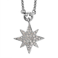 Diamond Celestial Star Burst Necklace 18 Inches in Rhodium Over Sterling Silver 0.33 ctw