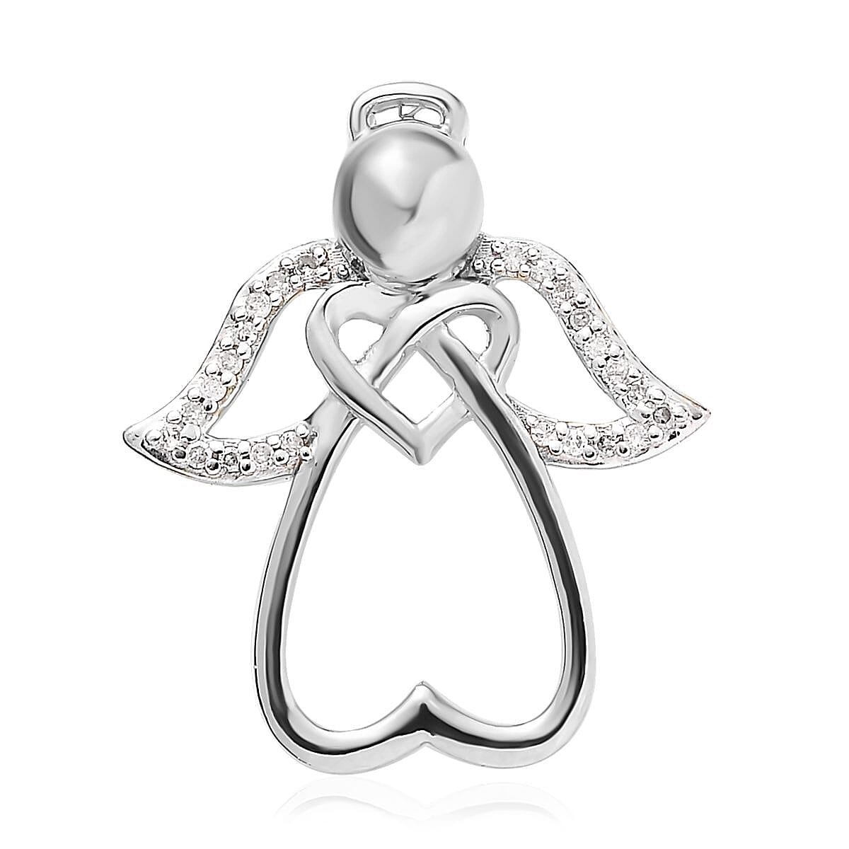 Diamond Pendant in Rhodium Over Sterling Silver 0.10 ctw