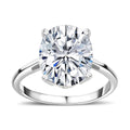 Moissanite (Oval 12x10mm) Solitaire Ring in Platinum Over Sterling Silver (Size 10.0) 5.00 ctw - Sticky add to cart bar
