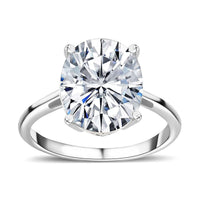 Moissanite (Oval 12x10mm) Solitaire Ring in Platinum Over Sterling Silver (Size 10.0) 5.00 ctw