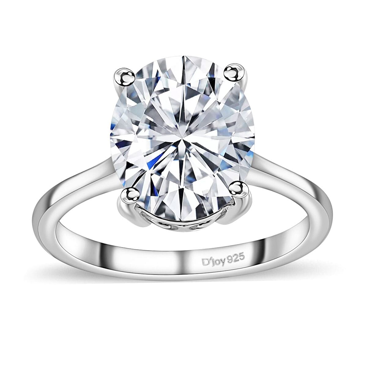 Moissanite Solitaire Ring in Platinum Over Sterling Silver (Size 10.0) 3.65 ctw