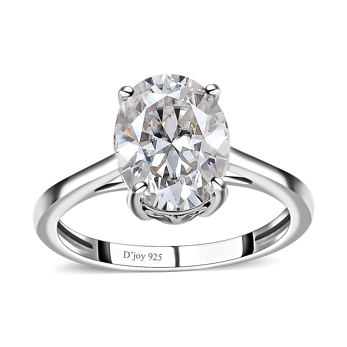 Moissanite Solitaire Ring in Platinum Over Sterling Silver (Size 10.0) 2.70 ctw