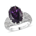 Premium Mashamba Amethyst, Moissanite Ring in Platinum Over Sterling Silver (Size 10.0) 6.50 ctw - Sticky add to cart bar