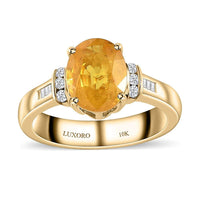 Doorbuster Luxoro 10K Yellow Gold Premium Madagascar Yellow Sapphire and G-H I2 Diamond Ring 2.40 ctw