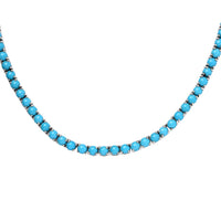 Sleeping Beauty Turquoise 41.35 ctw Tennis Necklace 18 Inches in Platinum Over Sterling Silver