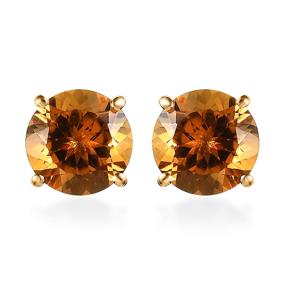 Premium Mocha Scapolite Solitaire Stud Earrings in Vermeil Yellow Gold Over Sterling Silver 3.25 ctw