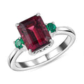 Certified Rhapsody 950 Platinum AAAA Ouro Fino Rubellite and AAAA Boyaca Colombian Emerald Ring (Size 9.0) 2.65 ctw 6.75 Grams - Sticky add to cart bar