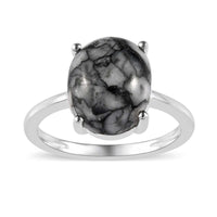 Austrian Pinolith Solitaire Ring in Sterling Silver (Size 11) 4.15 ctw