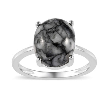 Austrian Pinolith Solitaire Ring in Sterling Silver (Size 11) 4.15 ctw - Product card gallery slide 1 (10177245020473)