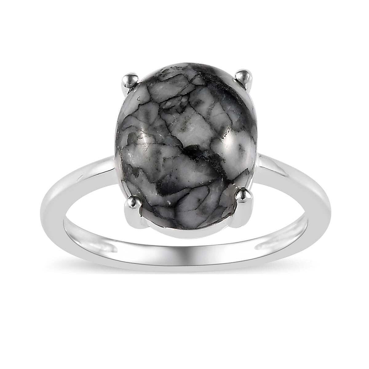 Austrian Pinolith Solitaire Ring in Sterling Silver (Size 11) 4.15 ctw (1)