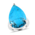 Blue Howlite Solitaire Ring in Sterling Silver (Size 10.0) 16.35 ctw - Sticky add to cart bar