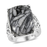 Austrian Pinolith Solitaire Ring in Stainless Steel (Size 10.0) 19.35 ctw