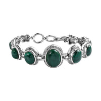 African Malachite Bracelet in Stainless Steel (6.50 In) 28.30 ctw
