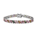 Multi-Tourmaline 2 Row Bracelet in Platinum Over Sterling Silver (6.50 In) 11.40 ctw - Sticky add to cart bar
