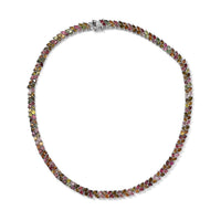 TLV Multi-Tourmaline 2 Row Necklace (18 Inches) in Platinum Over Sterling Silver 34.20 ctw