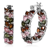 TLV Multi-Tourmaline Inside Out Hoop Earrings in Platinum Over Sterling Silver 7.75 ctw