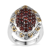 Karis Mozambique Garnet Elongated Ring in 18K YG Plated and Platinum Bond (Size 10.0) 2.25 ctw