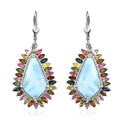Larimar and Multi-Tourmaline Lever Back Earrings in Platinum Over Sterling Silver 22.15 ctw - Sticky add to cart bar