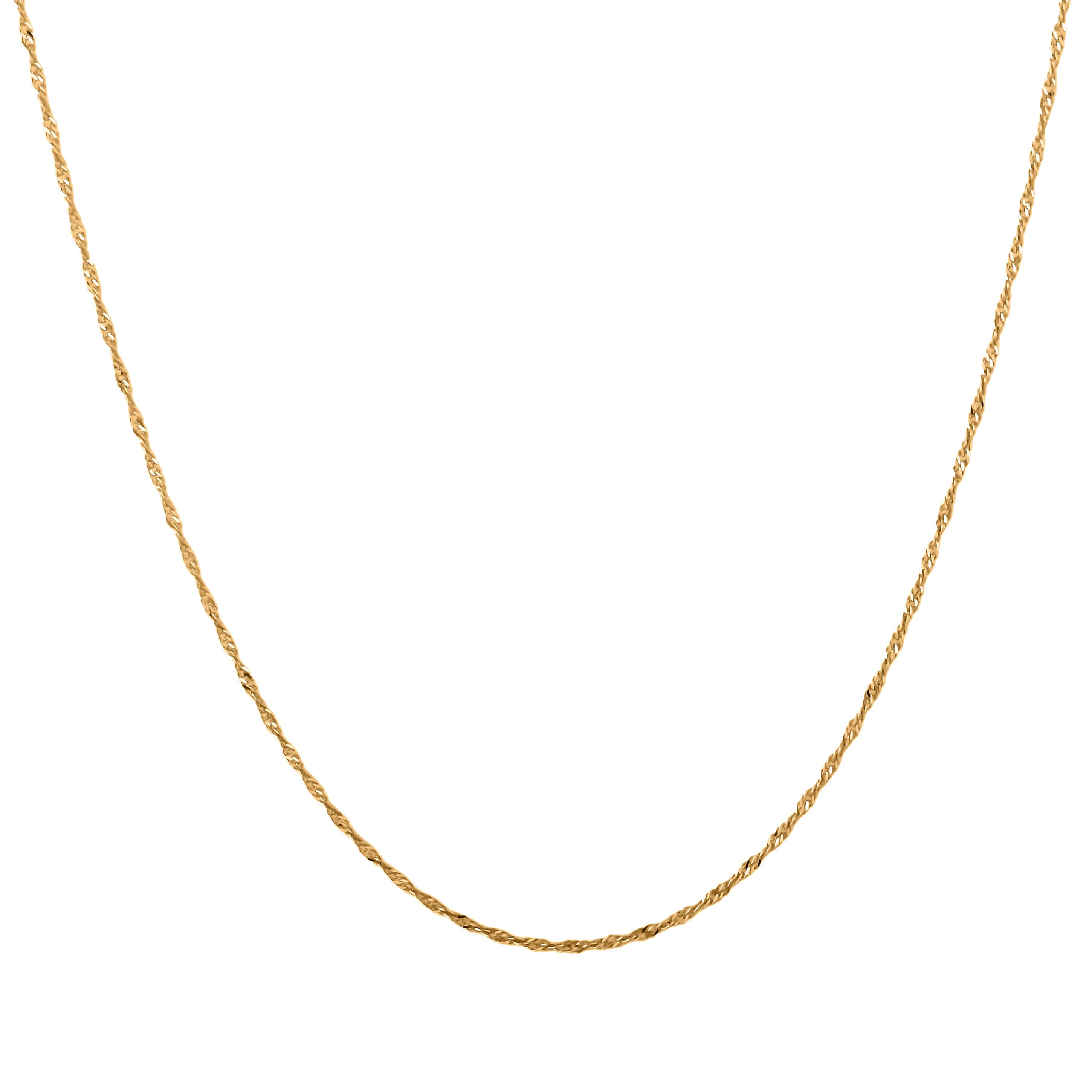 14K Yellow Gold 1.20mm Singapore Twist Chain Necklace 18 Inches 1.50 Grams