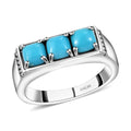 Sleeping Beauty Turquoise 3 Stone Men's Ring in Stainless Steel (Size 10.0) 1.65 ctw - Sticky add to cart bar