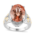 Karis Morganite Quartz (Triplet) Solitaire Ring in 18K YG Plated and Platinum Bond (Size 10.0) 6.40 ctw - Sticky add to cart bar