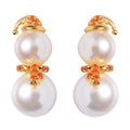 White Shell Pearl and Simulated Orange Diamond Earrings in 14K Yellow Gold Over Sterling Silver 0.60 ctw - Sticky add to cart bar