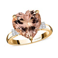 Luxoro 14K Yellow Gold AAA Marropino Morganite and G-H I1 Diamond Heart Ring (Size 10.0) 5.60 ctw - Sticky add to cart bar
