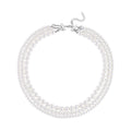 Doorbuster White Shell Pearl Beaded 3 Row Beaded Necklace 18 Inches in Stainless Steel - Sticky add to cart bar