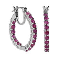 Doorbuster Karis Ruby Inside Out Hoop Earrings in Platinum Bond 3.65 ctw - Sticky add to cart bar